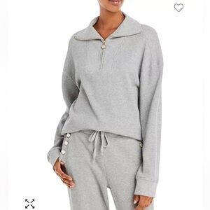 Derek Lam 10 Crosby Ariah‎ Cotton Waffle Half  Zip Sweatshirt Medium